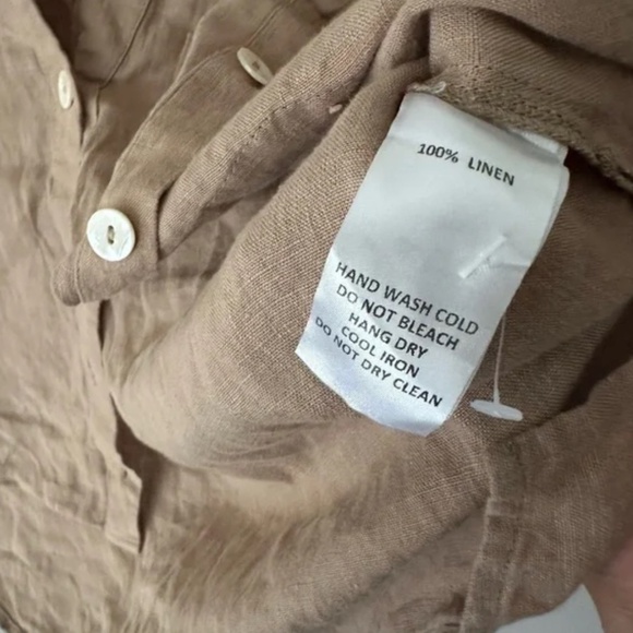 ~ Mod Ref Dawn Linen Button Down Shirt in Tan Small~ - Picture 9 of 9